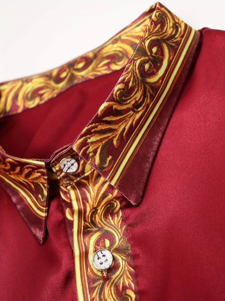 Vygantas - قميص أنيق بأكمام طويلة ومزين بقطع قماشية متنوعة