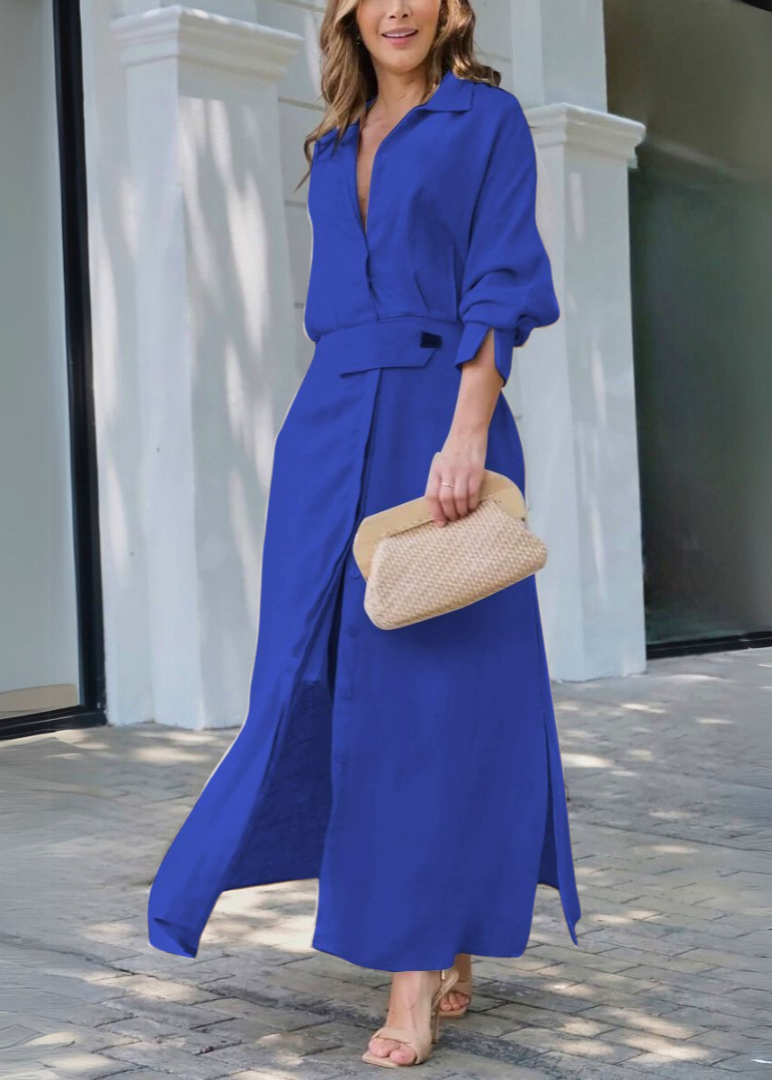 Simona - فستان ماكسي من القطن والكتان