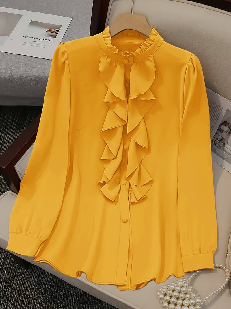 Sivanah - قميص أنيق بياقة مزينة بكشكشة ودرجات