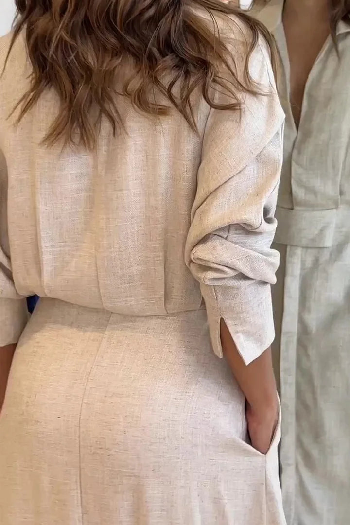 Simona - فستان ماكسي من القطن والكتان