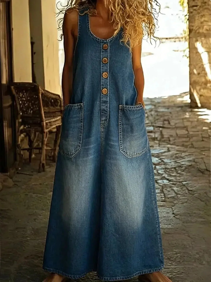 Yveta - فستان قطني بدون أكمام من الدنيم غير رسمي